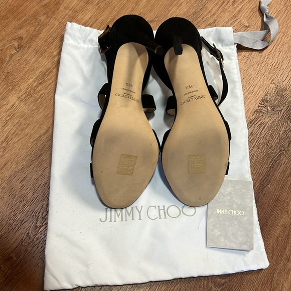 NEW Jimmy Choo Black Suede Louise Crisscross Sandal Heels 8.5 Euro 39.5 - Picture 7 of 9